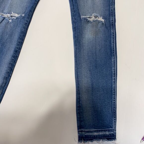 Madewell Raw Hem Distressed 9" High-Rise Skinny Stretch Jeans Medium Wash 27 - Picture 12 of 16